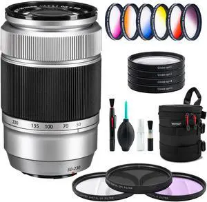 Fujifilm XC 50-230mm f/4.5-6.7 OIS II Lens (Silver) + Advanced Accessory Kit