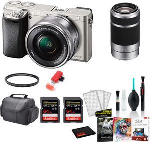 Sony Alpha a6000 Mirrorless Digital Camera with 1650mm  55210mm Lenses with 2x 64GB Memory Card International Model