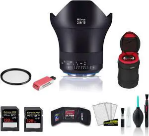 Zeiss Milvus 15mm f/2.8 ZE Lens for Canon EF - 2111-790 - Kit with 2x 128GB Memory Card