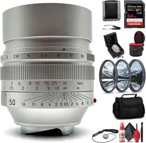 Leica 11667 Noctilux-M 50mm/f0.95 ASPH Normal Lens, Silver + 6Ave Accessory Kit