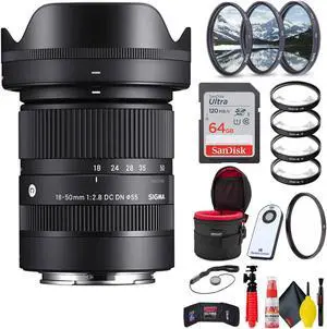 Sigma 18-50mm f/2.8 DC DN Contemporary Lens for Sony E With Accessories