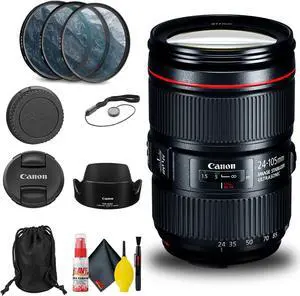 Canon EF 24-105mm f/4L IS II USM Lens (1380C002) + Filter + Cap Keeper Base Bundle