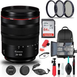 Canon RF 24-105mm f/4L IS USM Lens (2963C002) + Filter + BackPack + 64G + More