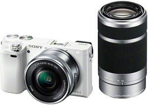 Sony Alpha a6000 24.3MP Digital Camera with 16-50mm Power Zoom and 55-210mm Lenses (White)