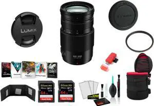 Panasonic Lumix 100-300mm f/4-5.6 II POWER O.I.S. Lens with 2x 64 Memory Cards (International Model)