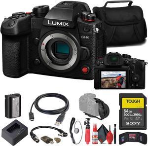 Panasonic Lumix GH6 Mirrorless Camera  64GB TOUGH SD Card  Card Reader Basic Bundle