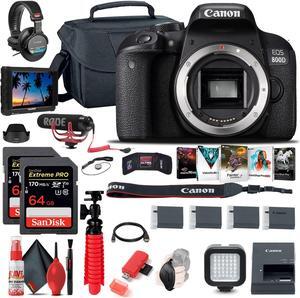 Canon EOS Rebel 800D / T7i DSLR Camera (Body Only) + 4K Monitor + Mic + More