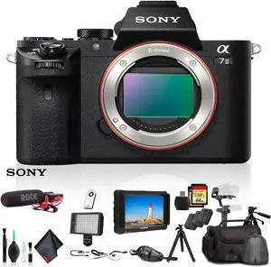 Sony Alpha a7 II Mirrorless Camera ILCE7M2/B With Soft Bag, Zhiyun-Tech Stabilizer, 2x Extra Batteries, Rode Mic, LED Light, 2x 64GB Memory Cards, External 4K Monitor , Plus Essential Accessories