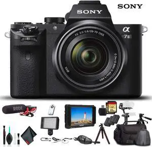 Sony Alpha a7 II Mirrorless Camera W/ FE 28-70mm f/3.5-5.6 OSS Lens W/ Soft Bag, Zhiyun-Tech WEEBILL Stabilizer, 2x Extra Batteries, Rode Mic, Light, 2x 64GB Memory Cards, External Monitor and More