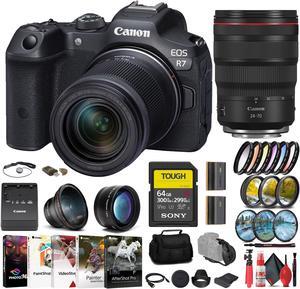 Canon EOS R7 Mirrorless Camera W/ 18-150mm Lens + Canon 24-70mm Lens + 64GB + More