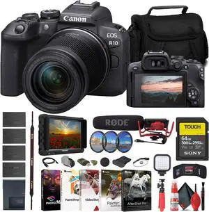Canon EOS R10 Mirrorless Camera W/ 18-150mm Lens + 4K Monitor + VideoMic + More