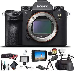 Sony Alpha a9 Mirrorless Camera ILCE9/B With Soft Bag, Zhiyun-Tech WEEBILL Stabilizer, Tripod, 2x Extra Batteries, Rode Mic, LED Light, 2x 64GB Memory Cards, External 4K Monitor