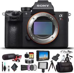 Sony Alpha a7R III Mirrorless Camera ILCE7RM3/B with Bag, 2X Extra Batteries, Rode Mic, LED Light, HD Monitor, 2X 64GB M