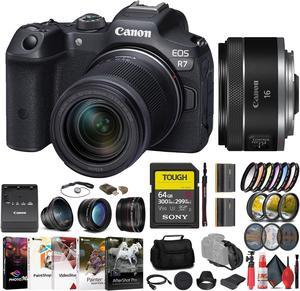 Canon EOS R7 Mirrorless Camera W/ 18-150mm Lens + Canon 16mm Lens + 64GB + More