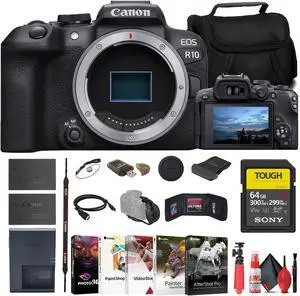 Canon EOS R10 Mirrorless Camera + Sony 64GB TOUGH SD Card + Bag + Charger + More