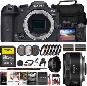Canon EOS R7 Mirrorless Camera + Canon 16mm Lens + 64GB Card + Filter + Bag + More