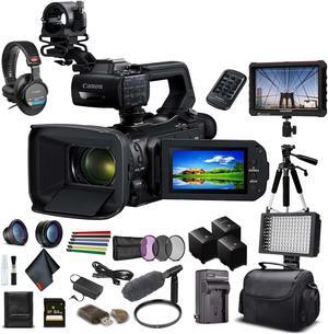 Canon XA55 Professional UHD 4K Camcorder W/ 2 Extra Battery, Soft Padded Bag, 64GB Memory Card, 3 Piece Filter Kit, LED Light, Lenses, 4K Monitor, Sony Mic And More Professional Bundle