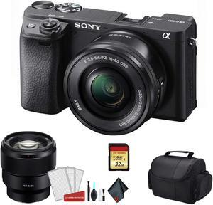Sony Alpha a6400 Mirrorless Digital Camera with 16-50mm Lens +  FE 85mm f/1.8 Lens & More - International Model
