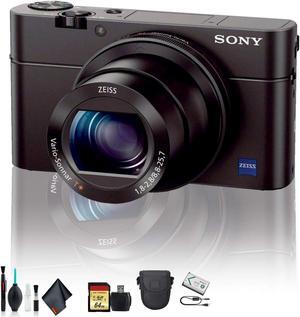 Sony Cyber-shot DSC-RX100 IV Camera DSCRX100M4/B With Soft Bag, 64GB Memory Card, Card Reader , Plus Essential Accessories