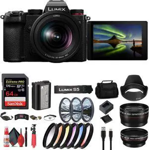 Panasonic Lumix S5 Mirrorless Camera with 20-60mm Lens + 64GB Memory Card Basic bundle Panasonic Lumix S5 Mirrorless Camera with 20-60mm Lens + 64GB Memory Card Basic bundle