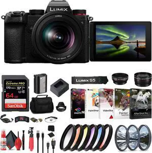 Panasonic Lumix S5 Mirrorless Camera with 20-60mm Lens + 64GB Memory Card Graphic Bundle Panasonic Lumix S5 Mirrorless Camera with 20-60mm Lens + 64GB Memory Card Graphic Bundle