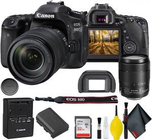 Canon EOS 80D DSLR Camera with 18135mm Lens Accessory Bundle w Cleaning Kit