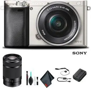 Sony Alpha a6000 Mirrorless Camera with 16-50mm Lens Silver Starter Kit Sony Alpha a6000 Mirrorless Camera with 16-50mm Lens Silver Starter Kit