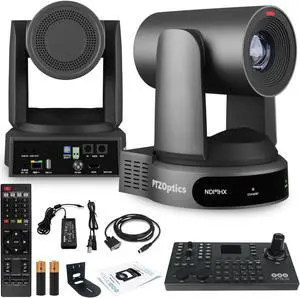 PTZOptics Move 4K PTZ Camera with 30x Zoom (Gray) (PT30X-4K-GY-G3) + SuperJoy PTZ Controller + Wall Mount
