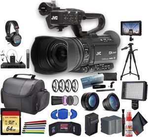 JVC GY-HM180 Ultra HD 4K Camcorder with HD-SDI (GY-HM180U) With 2 Extra Batteries, Sony Headphones, Padded Case, LED Light, 64GB Card, Tripod, External 4K Monitor, Rode NTG1 Mic and Much More
