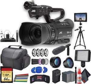 JVC GY-HM180 Ultra HD 4K Camcorder with HD-SDI (GY-HM180U) With 2 Extra Batteries, Padded Case, LED Light, 64GB Memory Card, Tripod, External 4K Monitor, Sony ECM-VG1 and Much More Professional Bundle