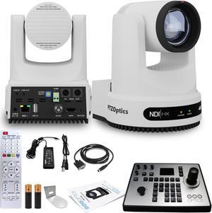 PTZOptics Move 4K PTZ Camera with 20x Zoom (White) (PT20X-4K-WH-G3) + PT-JOY-G4 Controller + Wall Mount