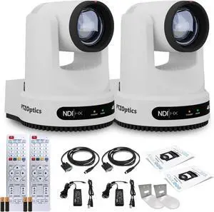 2 x PTZOptics Move 4K PTZ Camera with 20x Zoom (White) (PT20X-4K-WH-G3) + 2 x Wall Mount