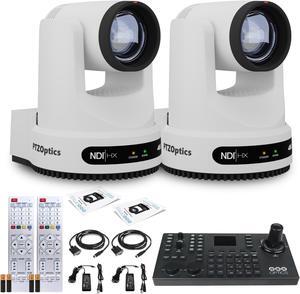 2 x PTZOptics Move 4K PTZ Camera with 20x Zoom (White) (PT20X-4K-WH-G3) + SuperJoy PTZ Controller