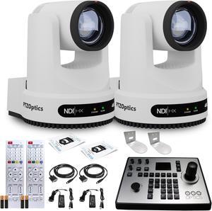 2 x PTZOptics Move 4K PTZ Camera with 20x Zoom (White) (PT20X-4K-WH-G3) + PT-JOY-G4 Controller + 2 x Wall Mount
