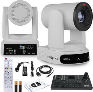 PTZOptics Move 4K PTZ Camera with 30x Zoom (White) (PT30X-4K-WH-G3) + SuperJoy PTZ Controller