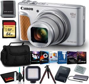 Canon PowerShot SX740 Digital Camera (Silver) with LED Light, Memory Card Bundle
