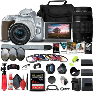 Canon EOS 250D / Rebel SL3 DSLR Camera with 18-55mm Lens (Silver) Pro Bundle Canon EOS 250D / Rebel SL3 DSLR Camera with 18-55mm Lens (Silver) Pro Bundle