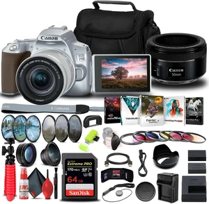 Canon EOS 250D / Rebel SL3 DSLR Camera with 18-55mm Lens (Silver) Travel Vlogger Bundle Canon EOS 250D / Rebel SL3 DSLR Camera with 18-55mm Lens (Silver) Travel Vlogger Bundle