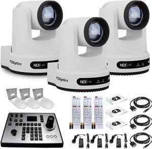 3 x PTZOptics Move 4K PTZ Camera with 20x Zoom (White) (PT20X-4K-WH-G3) + PT-JOY-G4 Controller + 3 x Wall Mount