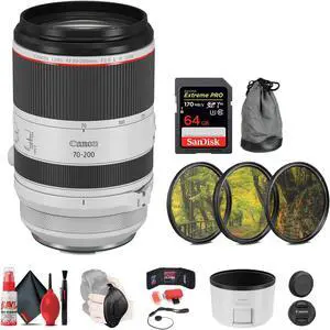 Canon RF 70-200mm f/2.8 L IS USM Lens + 64GB SD Card + Camera Bag + More
