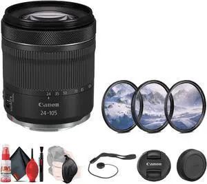 Canon RF 24-105mm f/4-7.1 IS STM Lens + 3-Piece Filter Set + More