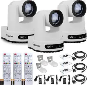 3 x PTZOptics Move 4K PTZ Camera with 20x Zoom (White) (PT20X-4K-WH-G3) + 3 x Wall Mount