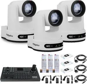 3 x PTZOptics Move 4K PTZ Camera with 20x Zoom (White) (PT20X-4K-WH-G3) + SuperJoy PTZ Controller