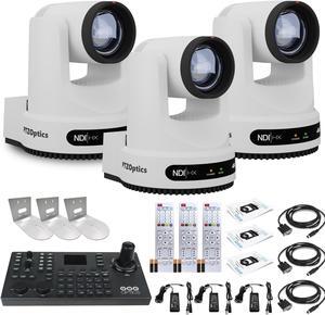 3 x PTZOptics Move 4K PTZ Camera with 20x Zoom (White) (PT20X-4K-WH-G3) + SuperJoy PTZ Controller + 3 x Wall Mount