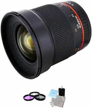 Rokinon 16mm f/2.0 ED AS UMC CS Lens for Fujifilm X + UV Kit & Cleaning Kit Bundle