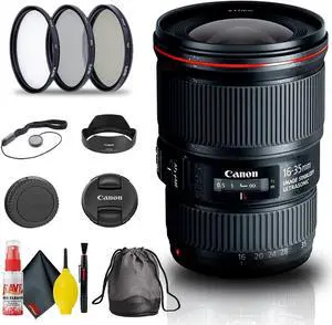 Canon EF 16-35mm f/4L IS USM Lens (9518B002) + Filter Kit + Cap Keeper + More