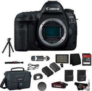 Canon EOS 5D Mark IV Full Frame Digital SLR Camera Body - Bundle with Tripod + LED Light + 32 GB Memory Card + More (Int