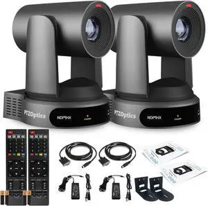 2 x PTZOptics Move 4K PTZ Camera with 30x Zoom (Gray) (PT30X-4K-GY-G3) + 2 x Wall Mount