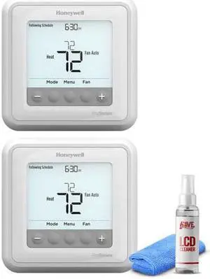 2-Pack Honeywell TH6210U2001/U T6 Pro Programmable Thermostat + LCD Cleaner Bundle