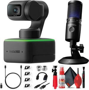 Insta360 Link UHD 4K AI Webcam with AT2020USB-X Microphone, Tripods, and Cleaning Kit